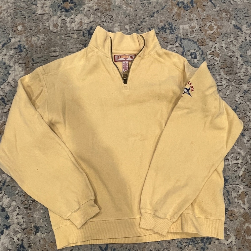Caribbean Joe Men's Light Yellow Zip-Up Sweater